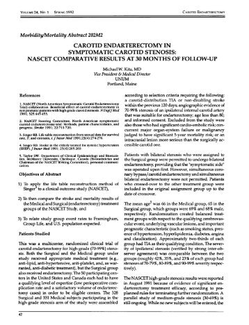 Carotid Endarterectomy in Symptomatic Carotid Stenosis: Nascet ...