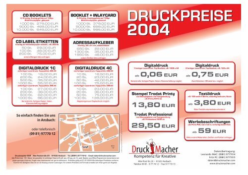 Preisliste 1 - Druckmacher Ansbach