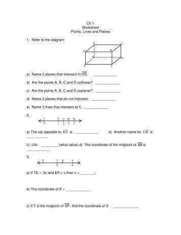 Points Lines Planes Worksheet 0425