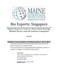 Bio Exports: Singapore - Maine International Trade Center