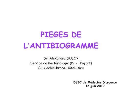 Pieges de l'antibiogramme â DESC MU 2012-13