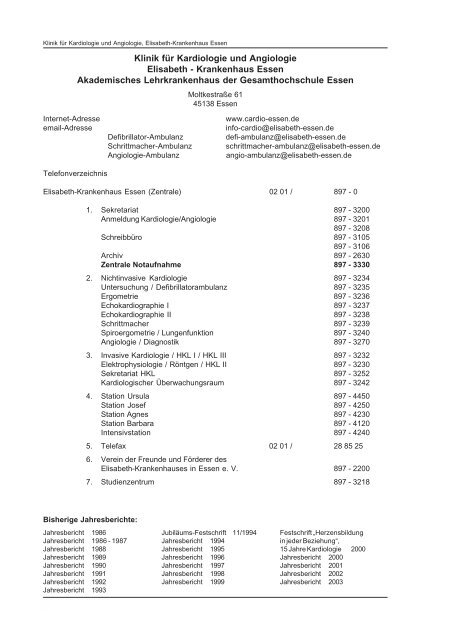 Download Jahresbericht 2003 - Elisabeth Krankenhaus Essen GmbH