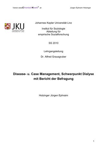 Disease- u. Case Management, Schwerpunkt Dialyse mit Bericht