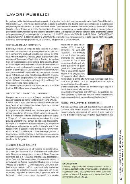 Anno I - Numero 1 - Ottobre 2007 - Comune di Pieve Tesino