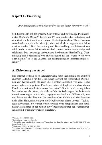 Kapitel I – Einleitung A. Zielsetzung der Arbeit