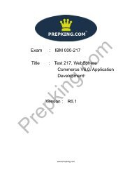 Exam : IBM 000-217 Title : Test 217, WebSphere ... - PrepKing.com