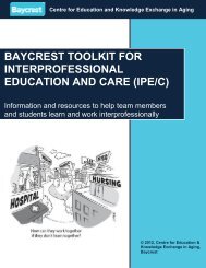 baycrest toolkit for interprofessional education and care (ipe/c)