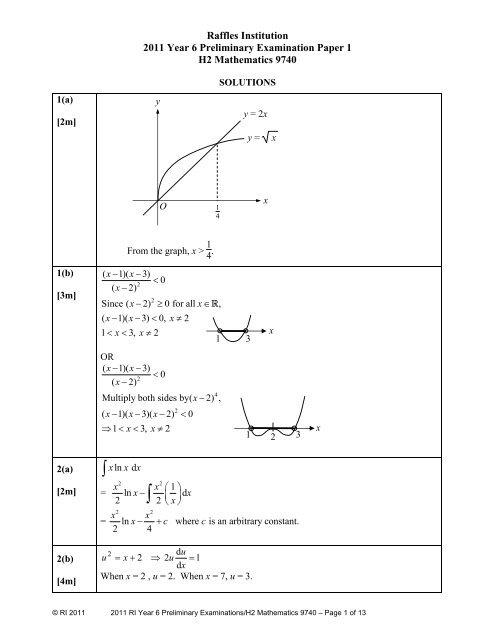 Raffles Institution 2011 Year 6 Preliminary ... - ASKnLearn