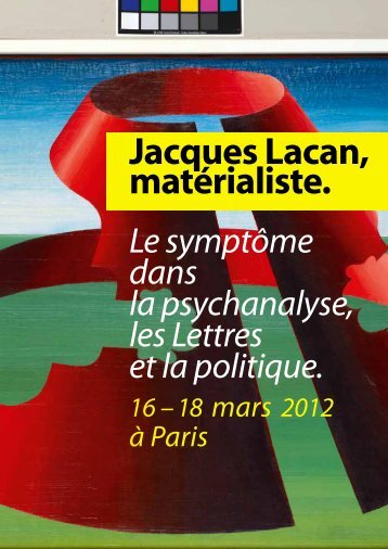 Jacques Lacan, matÃ©rialiste. - Centre de Recherches ...