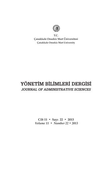 fulltext - YÃ¶netim Bilimleri Dergisi - Ãanakkale Onsekiz Mart ...