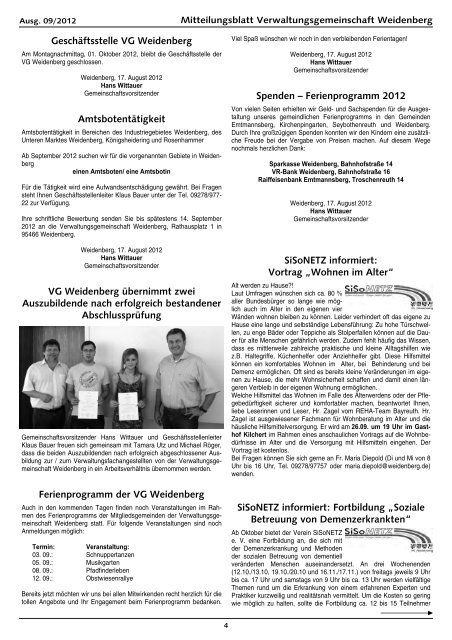 Gemeinde Kirchenpingarten - Verwaltungsgemeinschaft Weidenberg