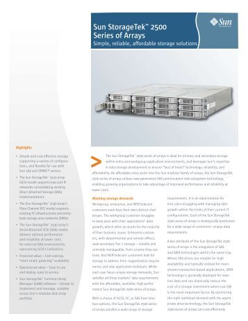 Sun StorageTek 2500 Series of Arrays - CROCOM Computer Systems