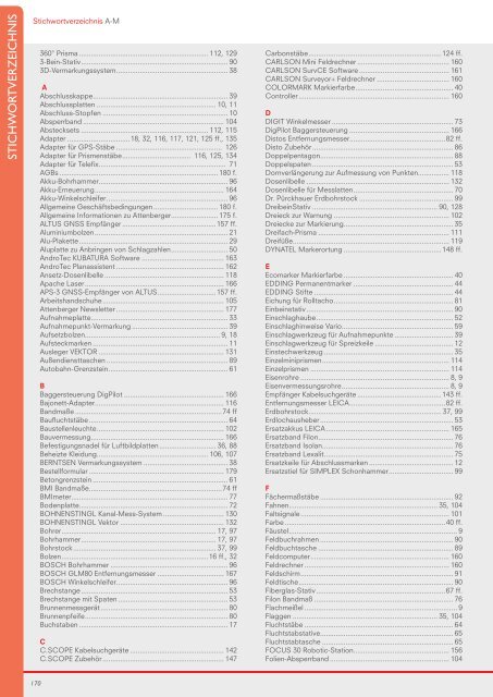 Attenberger Katalog - Vermessung und Vermarkung