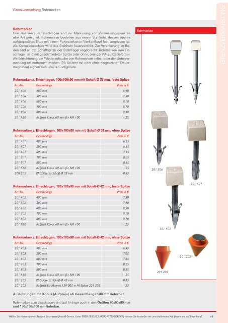 Attenberger Katalog - Vermessung und Vermarkung