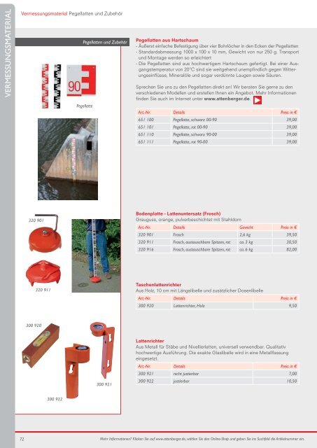 Attenberger Katalog - Vermessung und Vermarkung