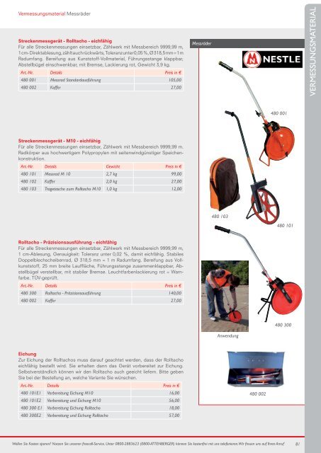 Attenberger Katalog - Vermessung und Vermarkung