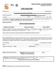 Permission Form 1 (Type II Field Trip)