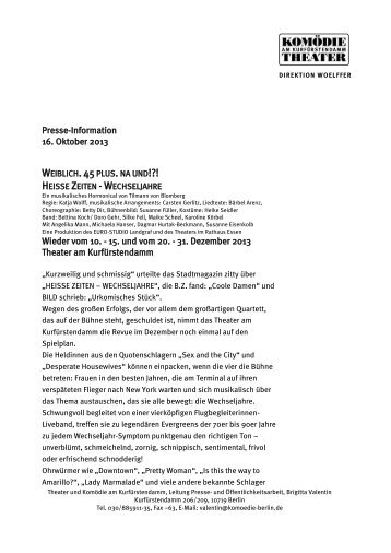 Presse-Information 16. Oktober 2013 Wieder vom 10. - 15. und vom ...