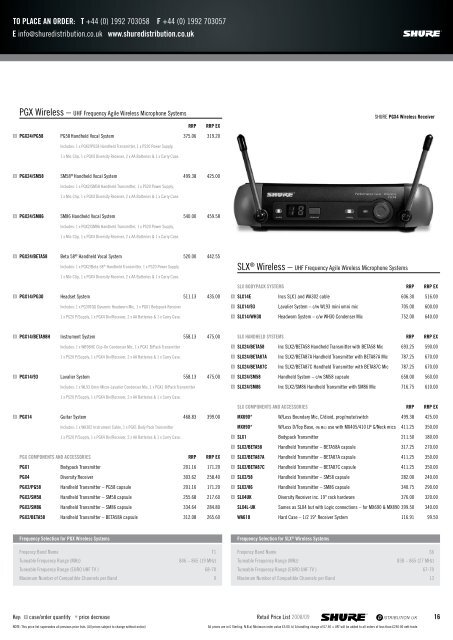 RETAIL PRICE LIST - MIDAS ProSound