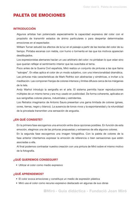 PALETA DE EMOCIONES - FundaciÃ³ Joan MirÃ³