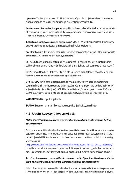 2 Avoimen AMK:n opiskelijapalvelut - Vaasan ammattikorkeakoulu