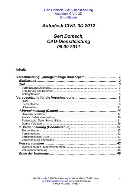 Verschneidung - Gert Domsch, CAD-Dienstleistung