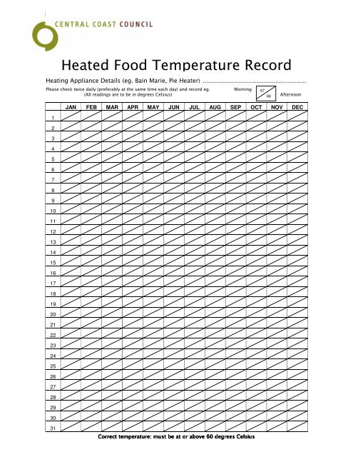 Cooking Temperature Log