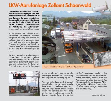 LKW-Abrufanlage Zollamt Schaanwald - Signal AG