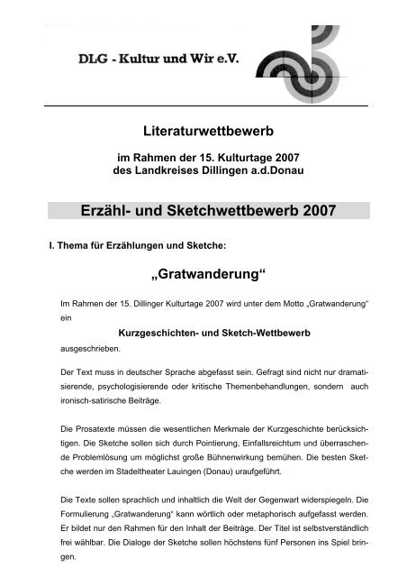 DLG – Kultur und Wir e - Bürgernetz Dillingen e.V.