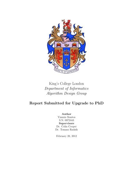 Upgrade Report - Department of Informatics - King's College London