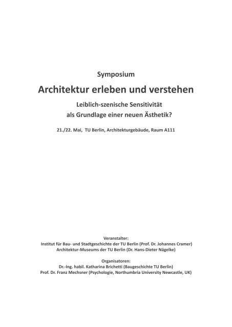 Architektur Erleben Und Verstehen Katharina Brichetti Dr