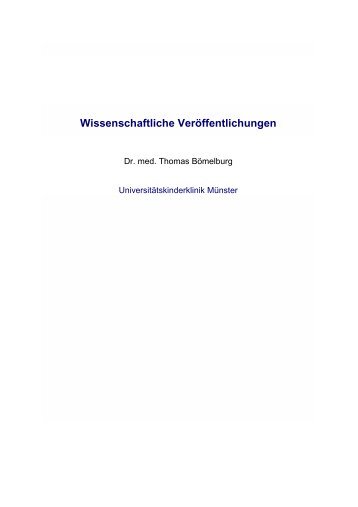 Wissenschaftliche Veröffentlichungen - Dr. med. Thomas Bömelburg ...