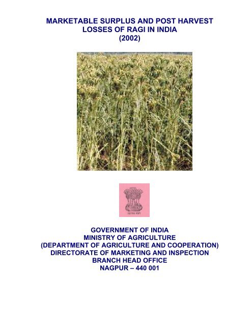 marketable surplus and post harvest losses of ragi in ... - Agmarknet