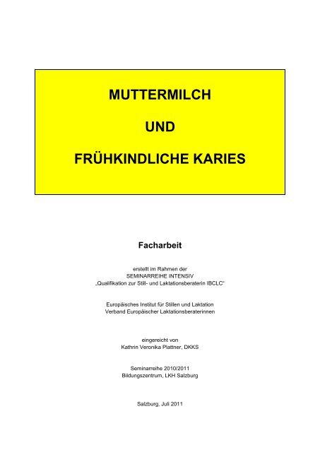 Muttermilch und frühkindliche Karies - VSLS | Verband der Still- und ...