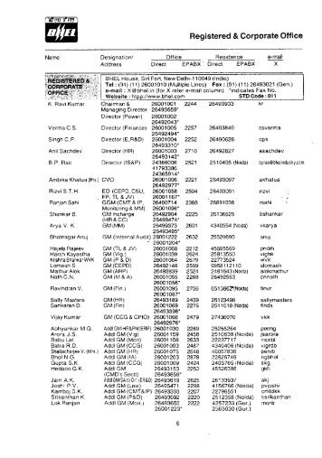 bhel telephone directory 2009