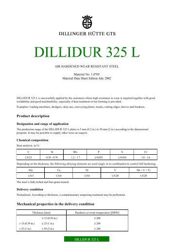 DILLIDUR 325 L - Dillinger Hütte GTS