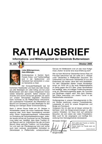 RATHAUSBRIEF Informations- und Mitteilungsblatt der Gemeinde ...