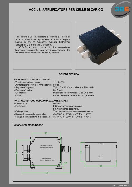 ACC-JB: AMPLIFICATORE PER CELLE DI CARICO - 3b6.it