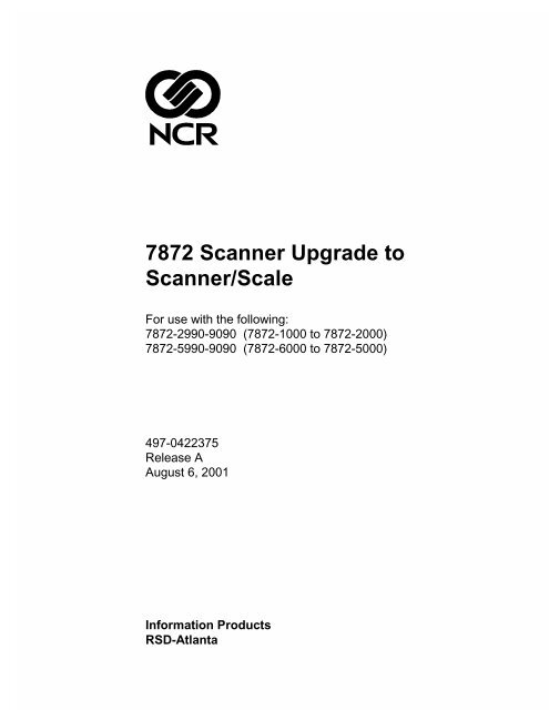 7872 Scanner Upgrade to Scanner/Scale