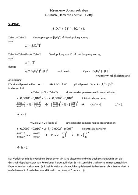 Lösungen zu einigen Aufgaben aus dem Chemie - Sonbart.eu