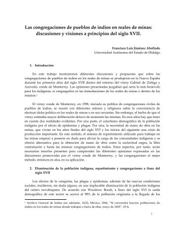 Las congregaciones de pueblos de indios en reales de minas ...