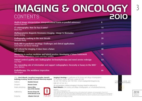 IMAGING & ONCOLOGY - Society of Radiographers