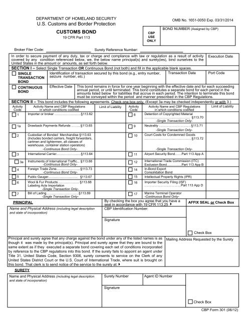 Cbp Form 301 Forms
