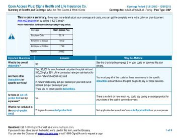 Open Access Plus: Cigna Health and Life ... - Valley Hospital
