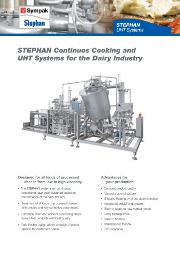 STEPHAN Continuos Cooking and UHT Systems for the Dairy Industry