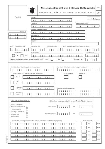 Aktiengesellschaft der Dillinger Hüttenwerke BEWERBUNG FÜR ...