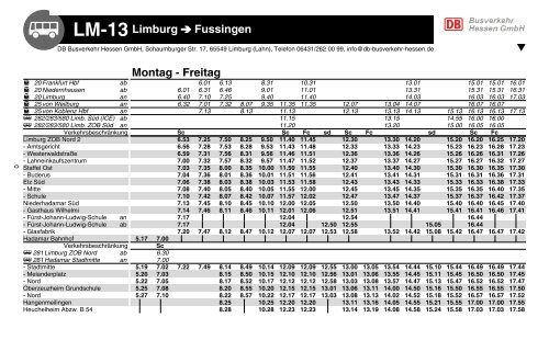 LM-13 Limburg Fussingen Montag - Freitag