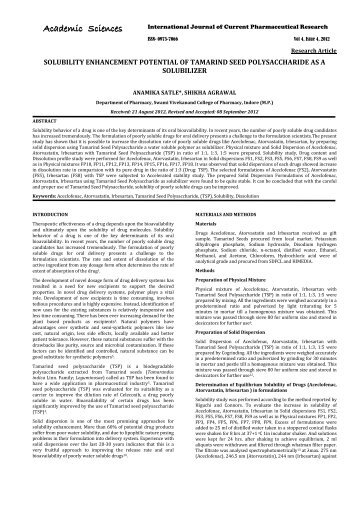 solubility enhancement potential of tamarind seed polysaccharide ...