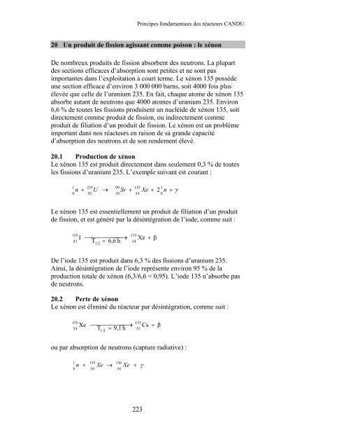 223 20 Un produit de fission agissant comme poison : le xÃ©non De ...