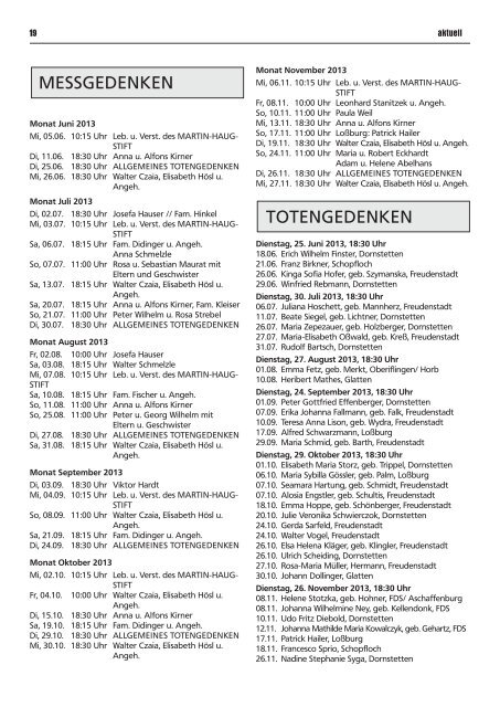 Mitteilungen der Katholischen Kirchengemeinde ... - Tabor-FDS.de